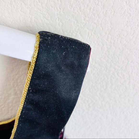 Dolls Kill Velvet Maroon Renaissance Angel Painting Corset & Biker Short Set - Picture 5 of 7